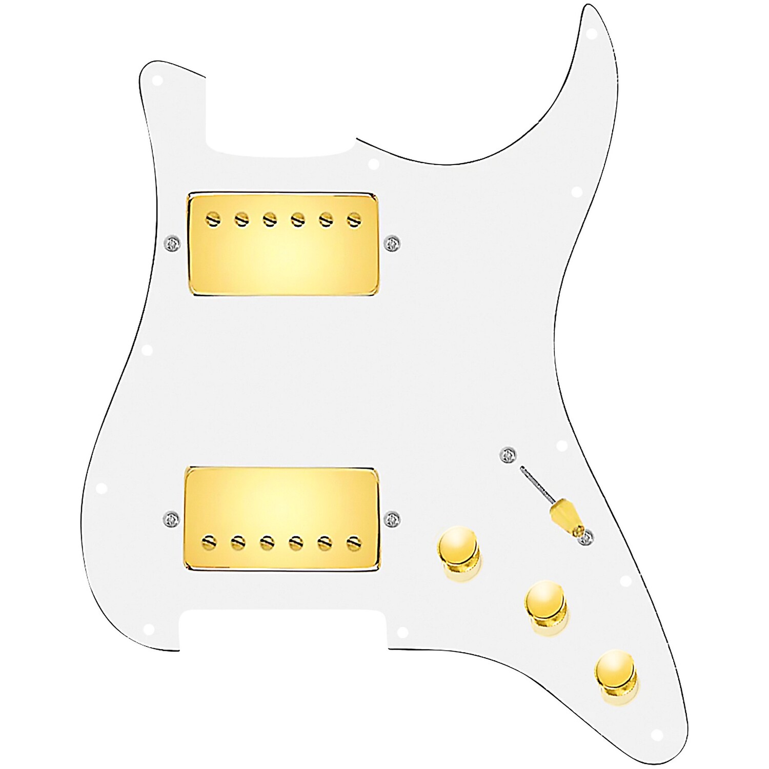 

920d Custom HH Loaded Pickguard для страт с золотыми хамбакерами Roughneck и жгутом проводов S5W-HH белого цвета