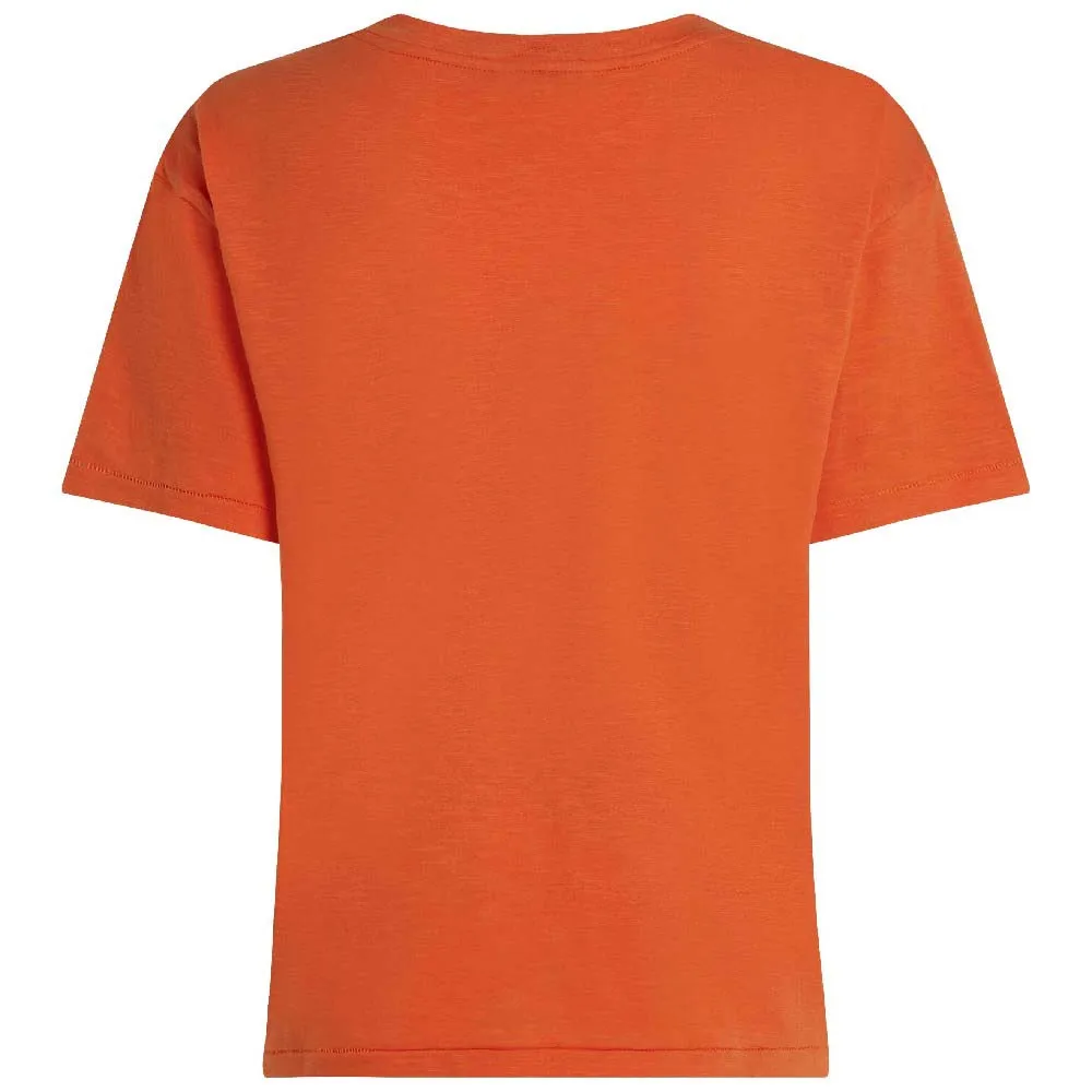 Футболка Tommy Hilfiger Slub Cropped short sleeve v neck, оранжевый — фото 2