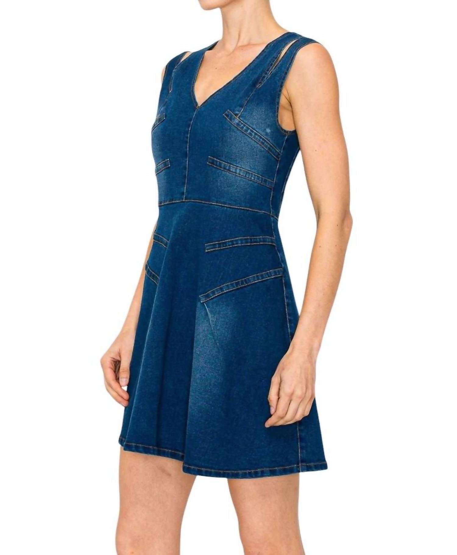 

Платье-мини Tabitha из денима средней стирки с прорезями и ремешками INA, Medium Wash