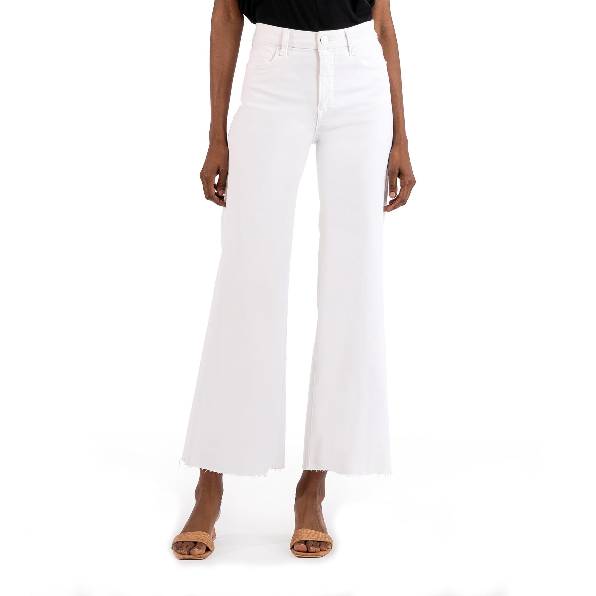 

Джинсы KUT from the Kloth Petite Meg High-Rise Fab Ab Wide Leg Raw Hem In Optic White, Optic White