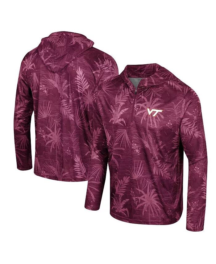 

Мужская темно-бордовая толстовка Virginia Tech Hokies Palms Printed Lightweight с капюшоном и застежкой-молнией на четверть длины Colosseum