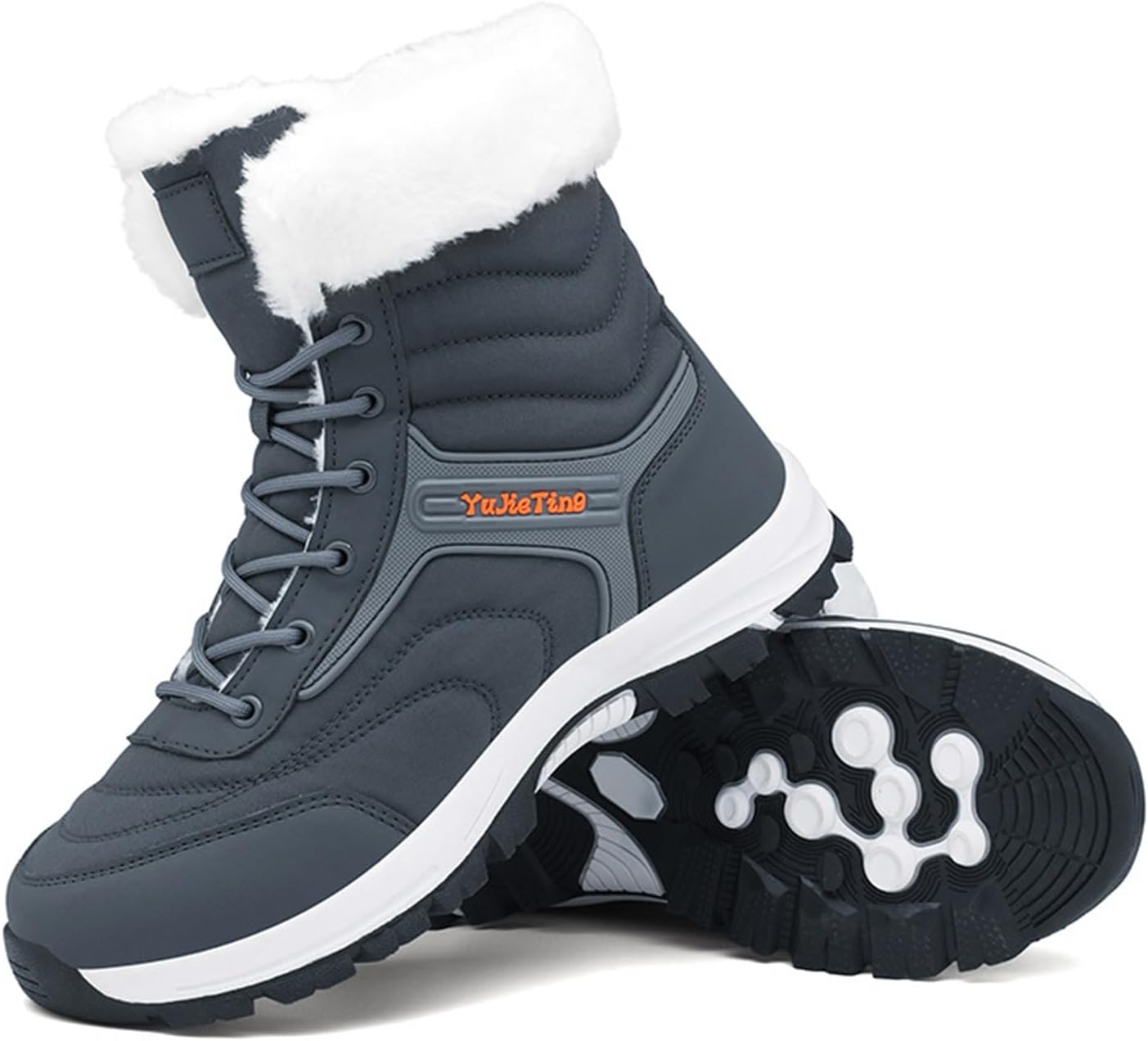 

Мужские зимние ботинки NVBUKE с водонепроницаемой ПУ-верхней частью, утепленные мехом, с шнуровкой, теплые, нескользящие, для работы, прогулок и походов, синий