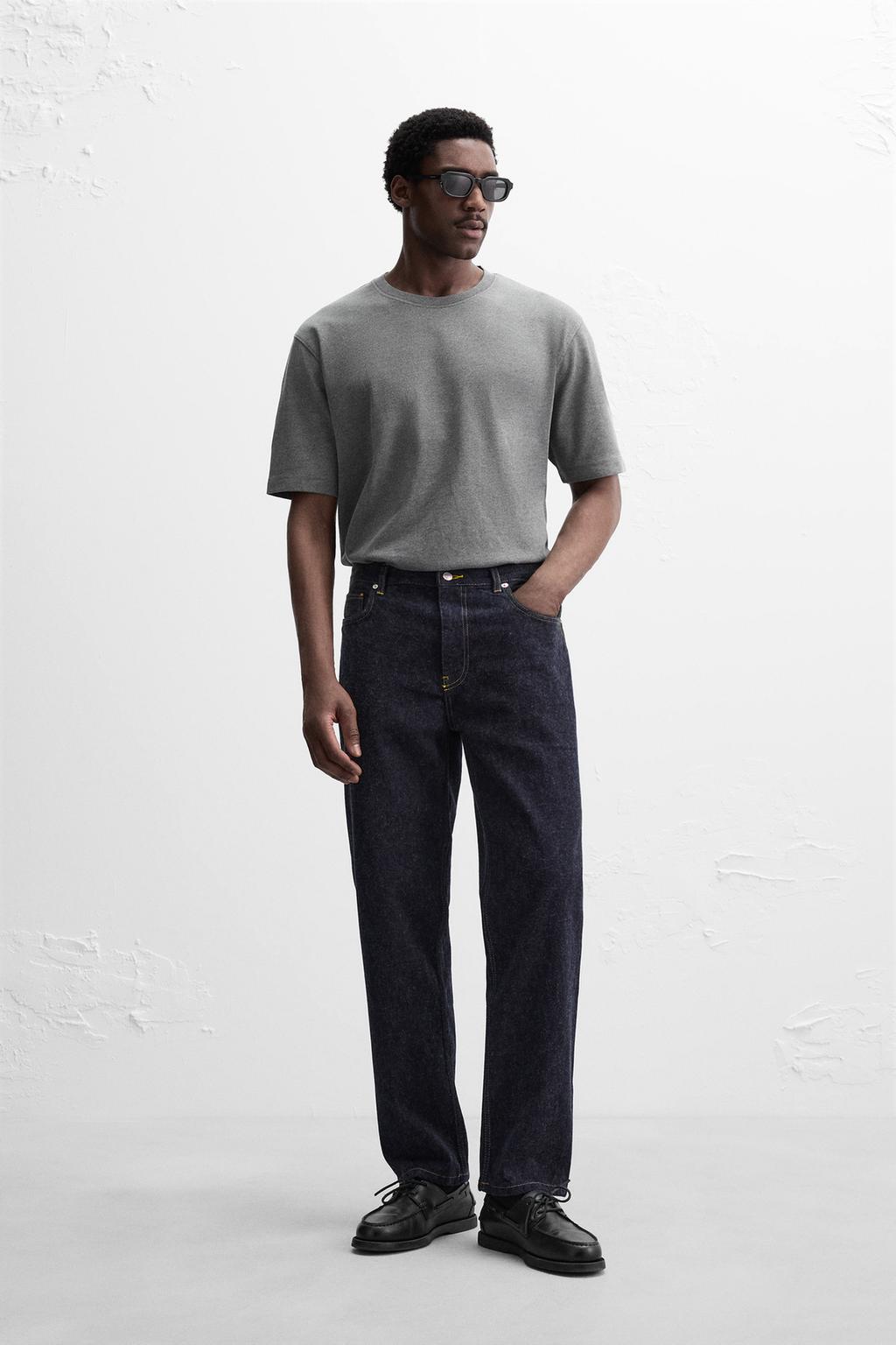 

Почищенные джинсы с прямыми штанинами ZARA, синий