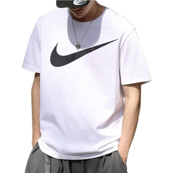 Футболка Nike NSW Front Big Swoosh 'White Black', черный — фото 2