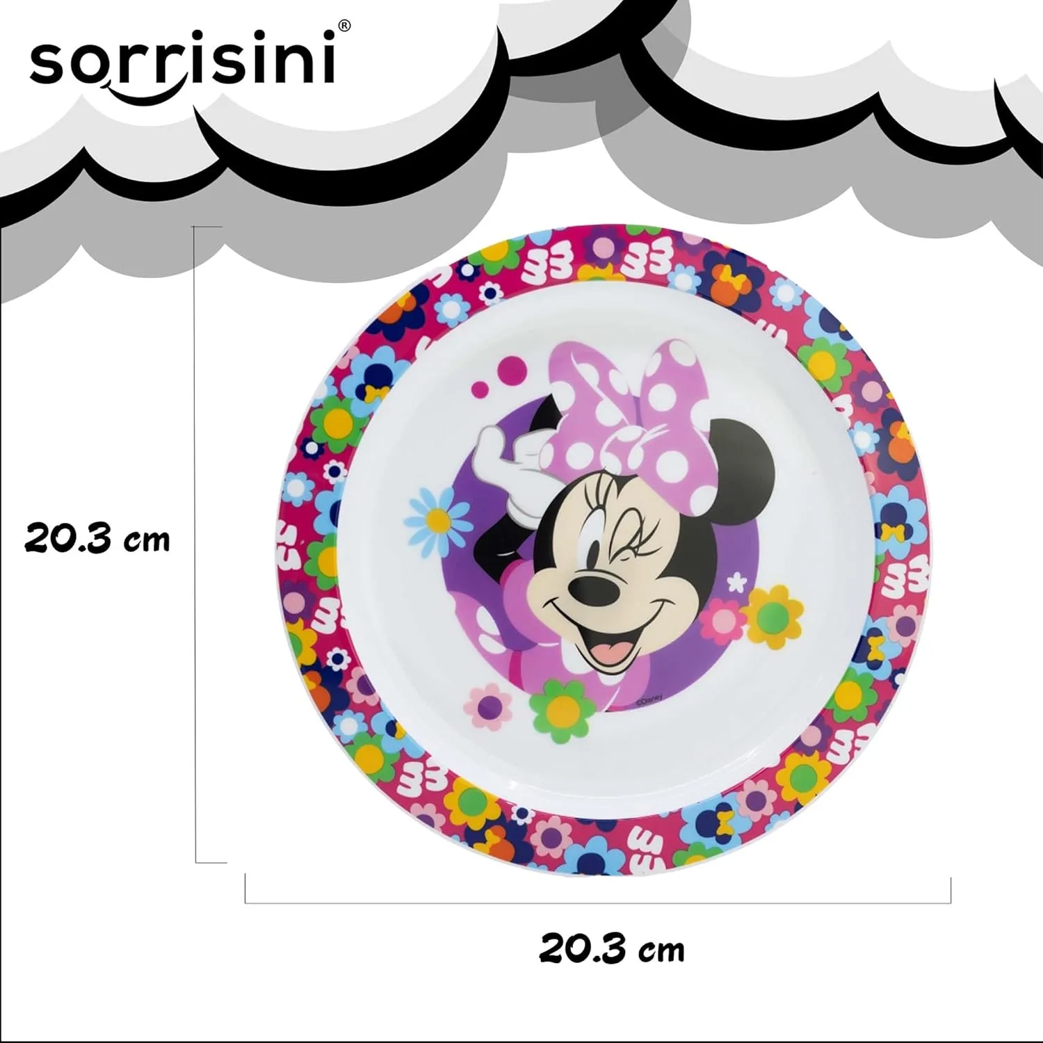 Набор посуды для малышей Minnie Mouse, 3 предмета, тарелка и столовые приборы из нержавеющей стали Sorrisini — фото 3