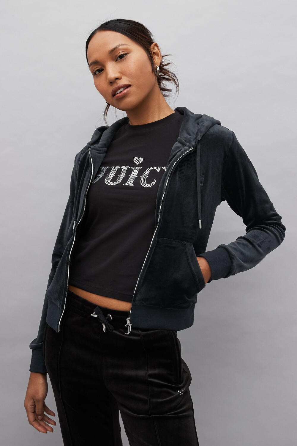 

Женская велюровая толстовка Robertson на молнии Juicy Couture, черный
