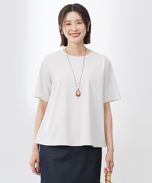 

J.PRESS Ladies Топ женский хлопковый с гладкой спинкой и складками J.PRESS, светло-серый