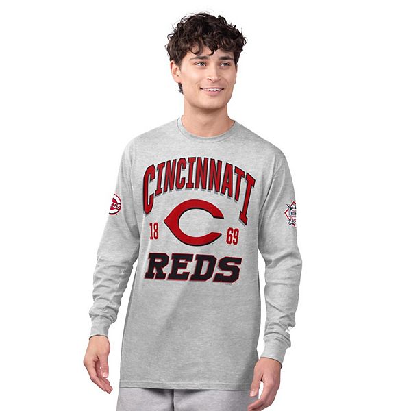 

Мужской набор из двух футболок heather gray/red cincinnati reds: лонгслив и шортслив Starter