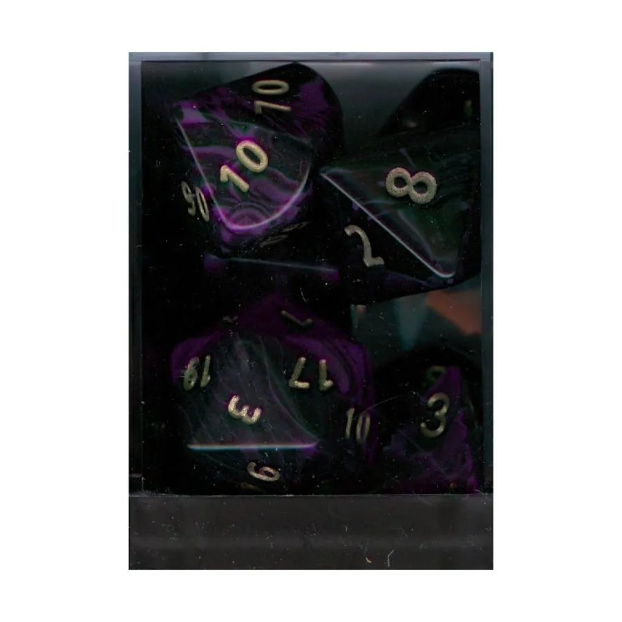 

Набор полиэфиров 30 мм — фиолетовый с золотом (7), Dice - Oblivion, Unsual Shapes, Micro & Oversized (Crystal Caste)