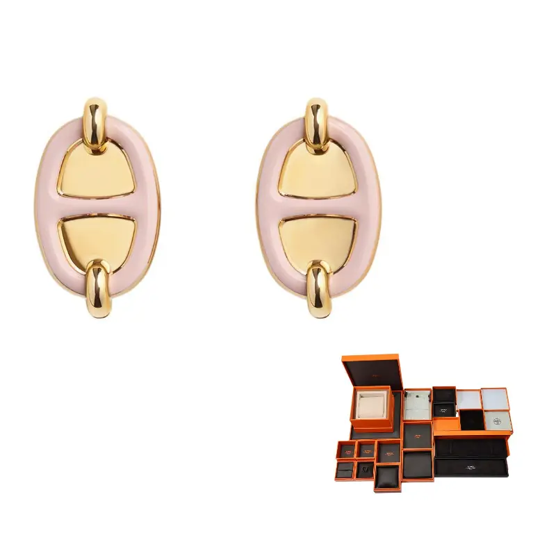 

HERMES Металлические серьги женские розовые