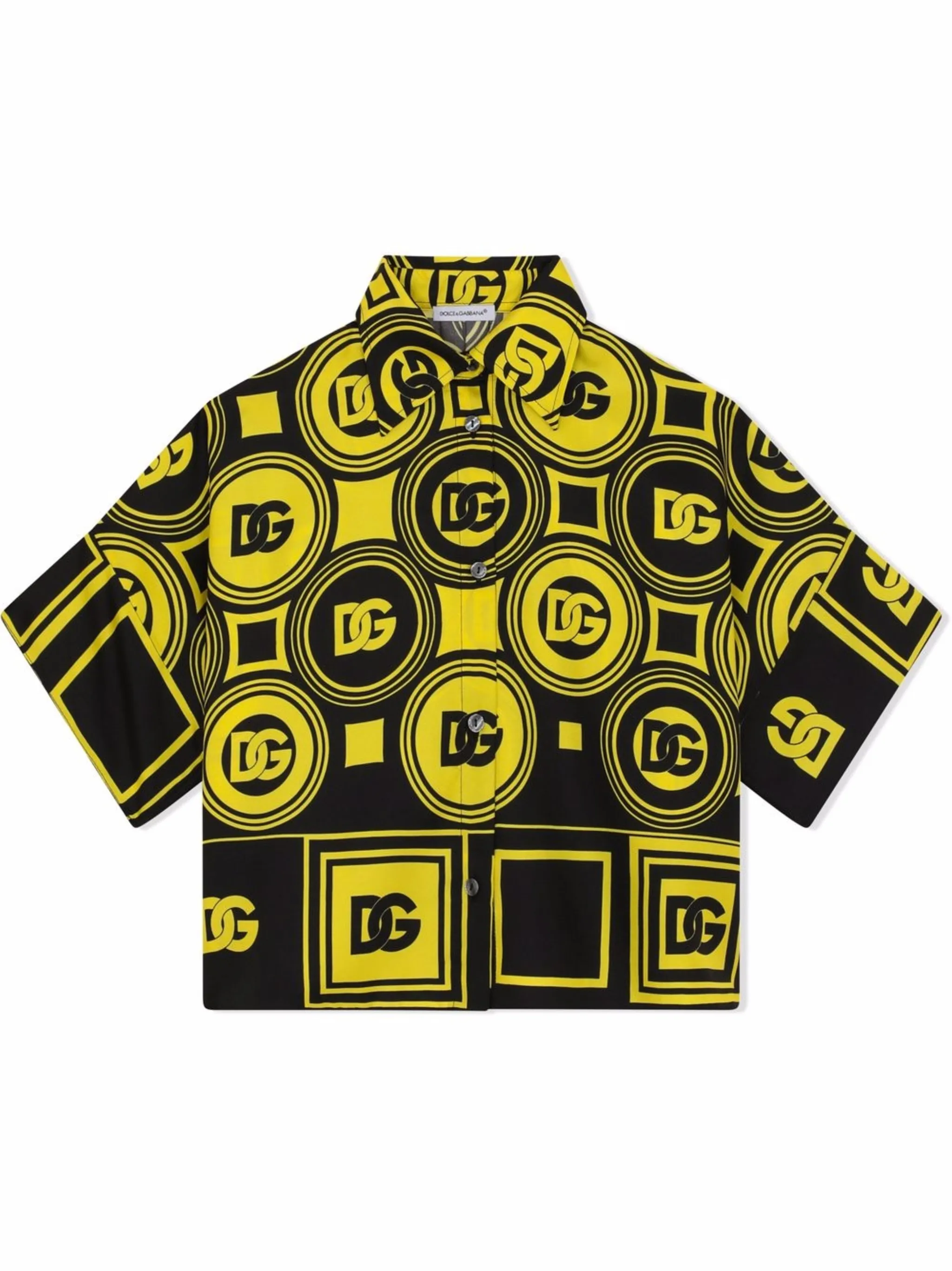 

Шелковая рубашка с логотипом Dolce & Gabbana Kids, желтый