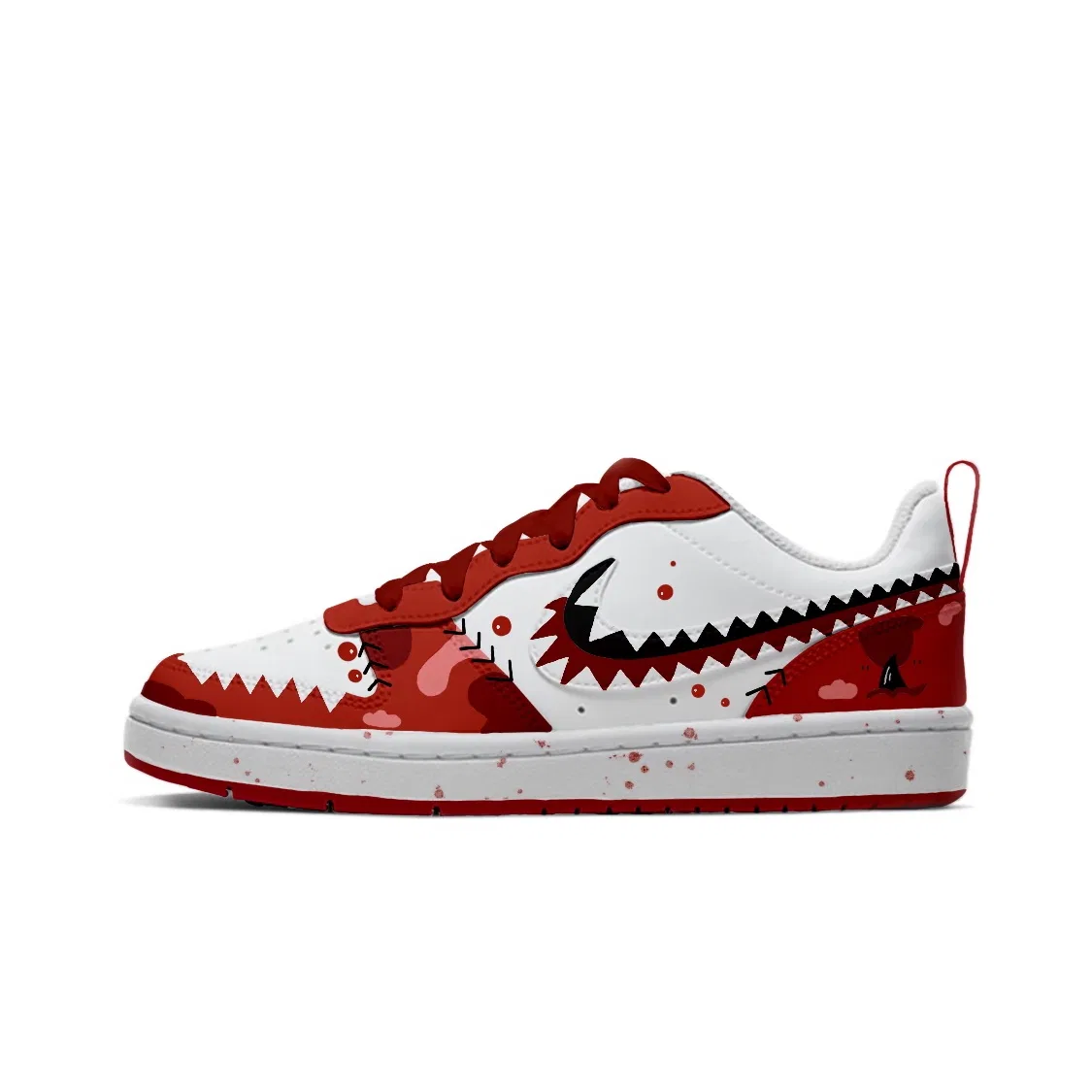 Кроссовки детские для скейтбординга Court Borough Synthetic Leather, Leather Abrasion Resistant Breathable Low top White Red Nike