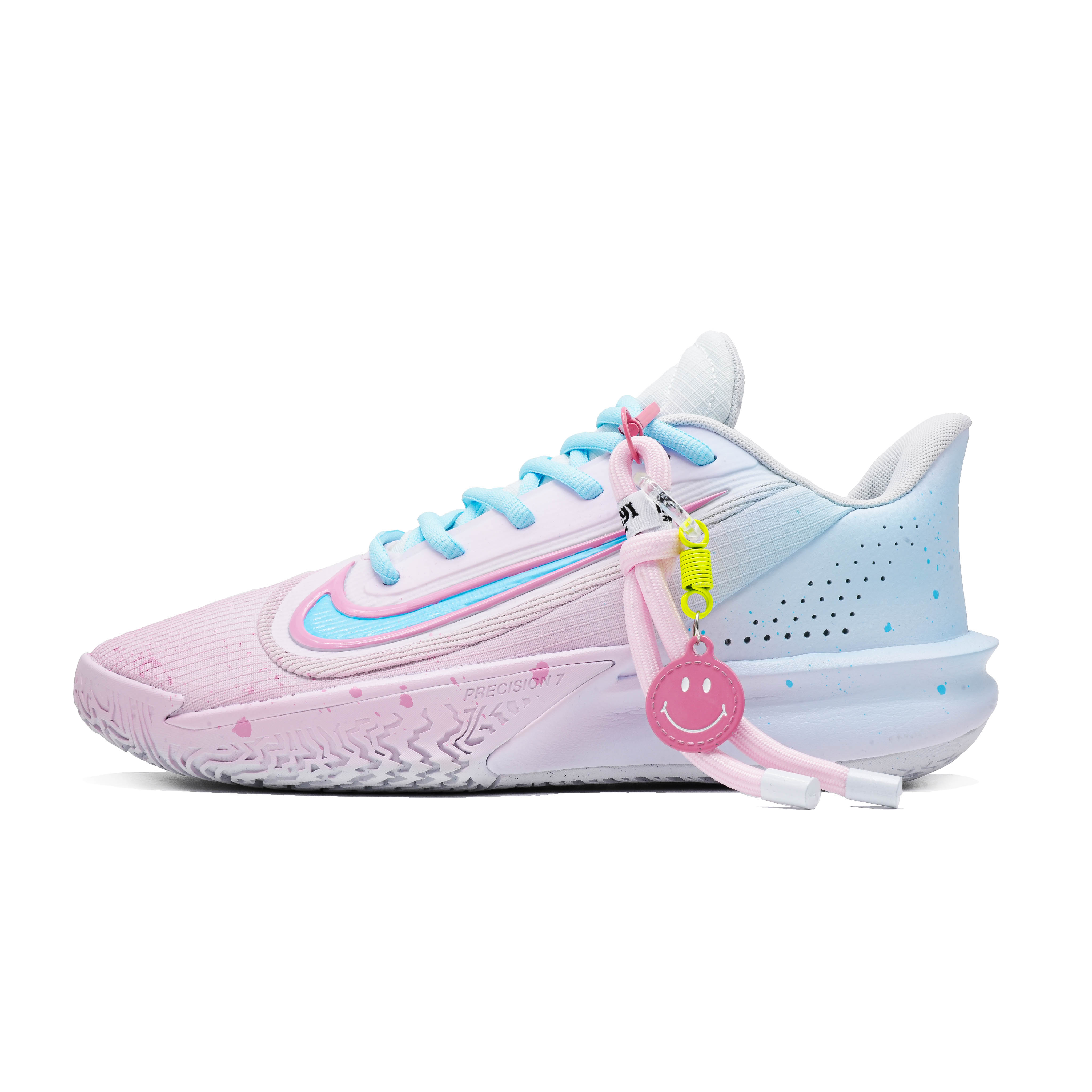 

Nike Баскетбольные кроссовки Precision 7 Shock Absorbers с противоскользящим покрытием, износостойкие, дышащие, низкие, мужские, розово-синие