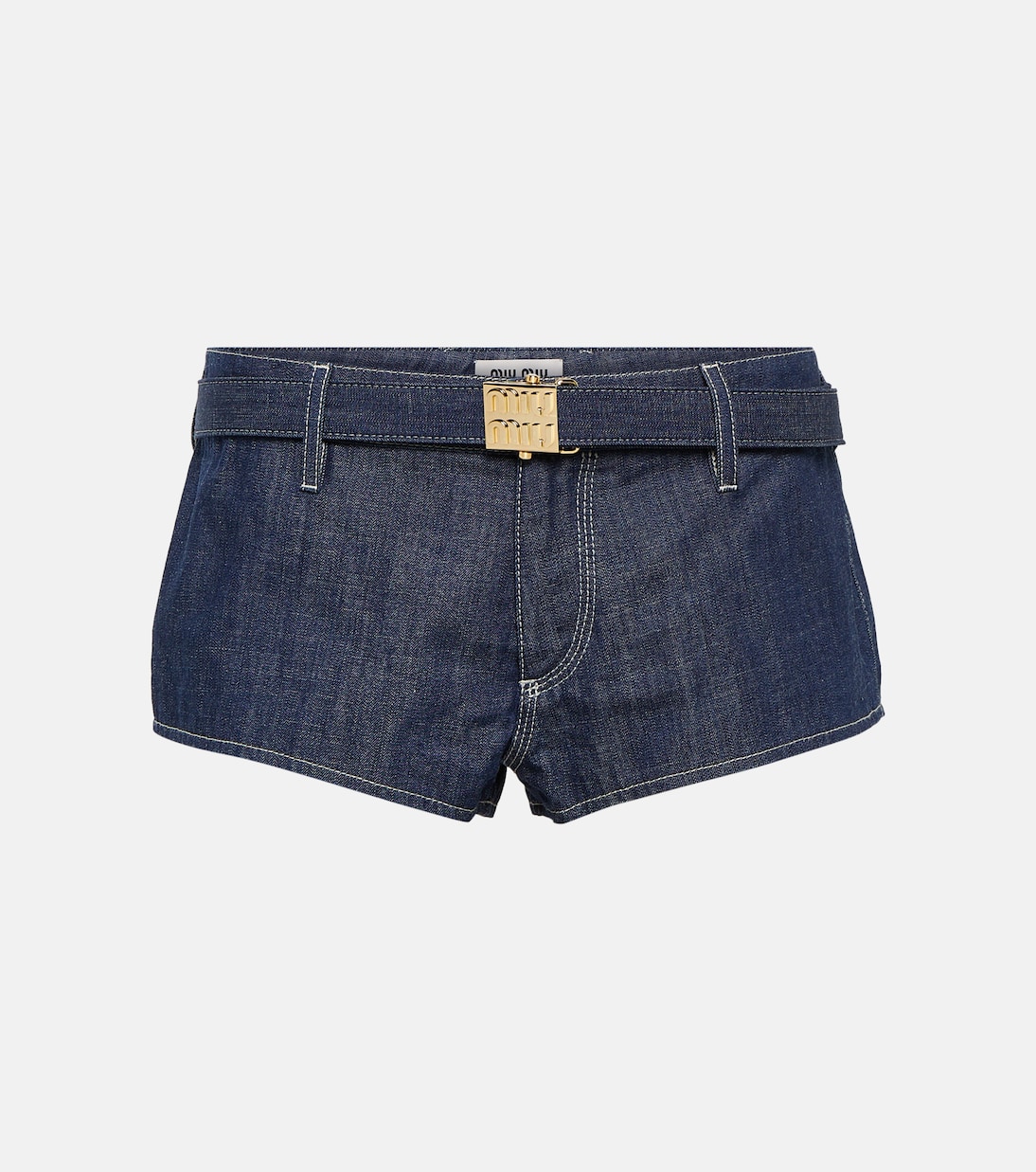 

Узкие джинсовые шорты с низкой талией Miu Miu, синий