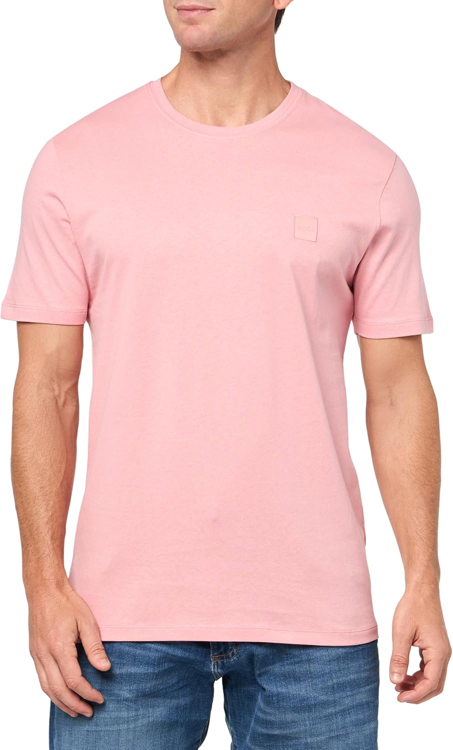 

Мужская футболка BOSS с тональной тканой нашивкой-логотипом, Pink Chalk, Розовый, Мужская футболка BOSS с тональной тканой нашивкой-логотипом, Pink Chalk