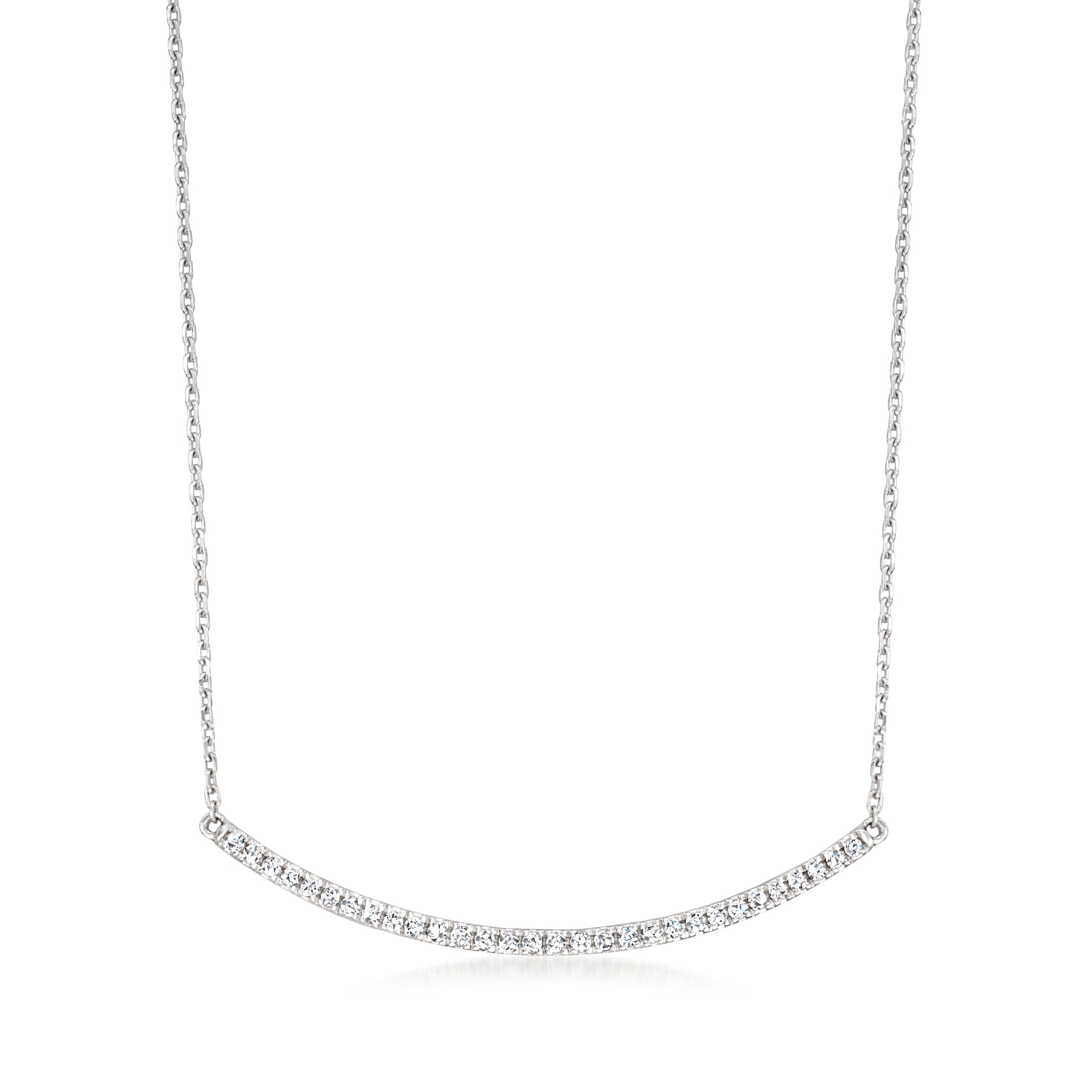 

Ожерелье RS Pure by Ross-Simons с изогнутой бриллиантовой планкой из стерлингового серебра Rs Pure, 16 In