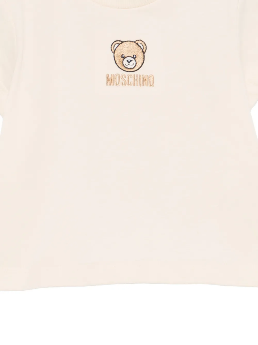 Футболка с медвежьим мотивом Moschino Kids, бежевый — фото 3