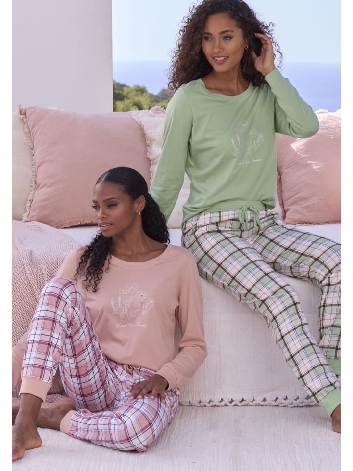 

VIVANCE DREAMS Пижама в зелено-розовую клетку