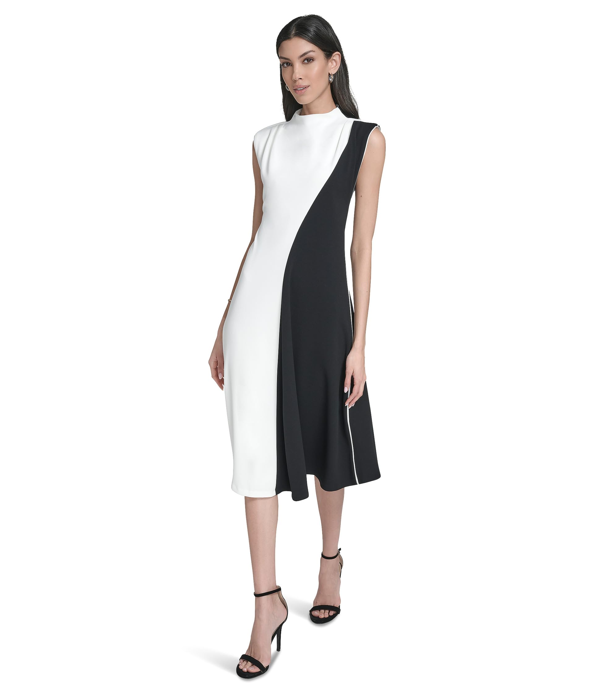 

Платье Calvin Klein Cap Sleeve Colorblock Aline, цвет Cream/Black