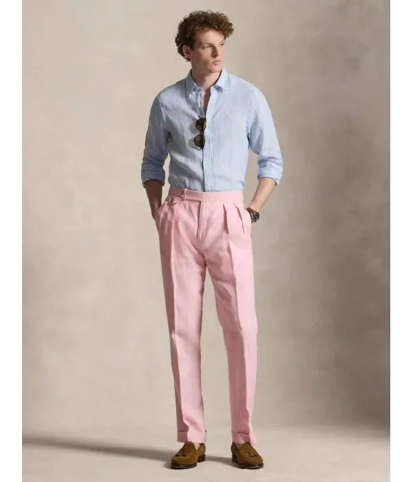 Льняная рубашка slim fit Polo Ralph Lauren, синий — фото 2
