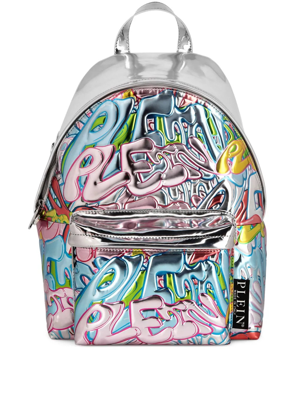

Рюкзак Bombing Graffiti с эффектом металлик Philipp Plein, серебяный