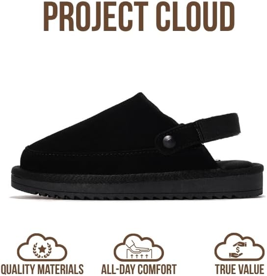 Сабо Project Cloud Kids из натуральной кожи с задним ремешком - с эффектом памяти и легкие сандалии для мальчиков и девочек с регулируемыми ремешками - противоскользящие сабо для детей (Little Goldstar), черный — фото 3