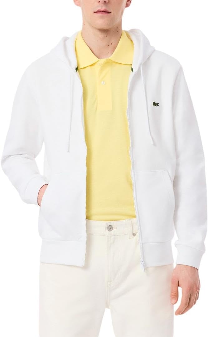 Lacoste мужская флисовая толстовка с молнией до половины, White — фото 4