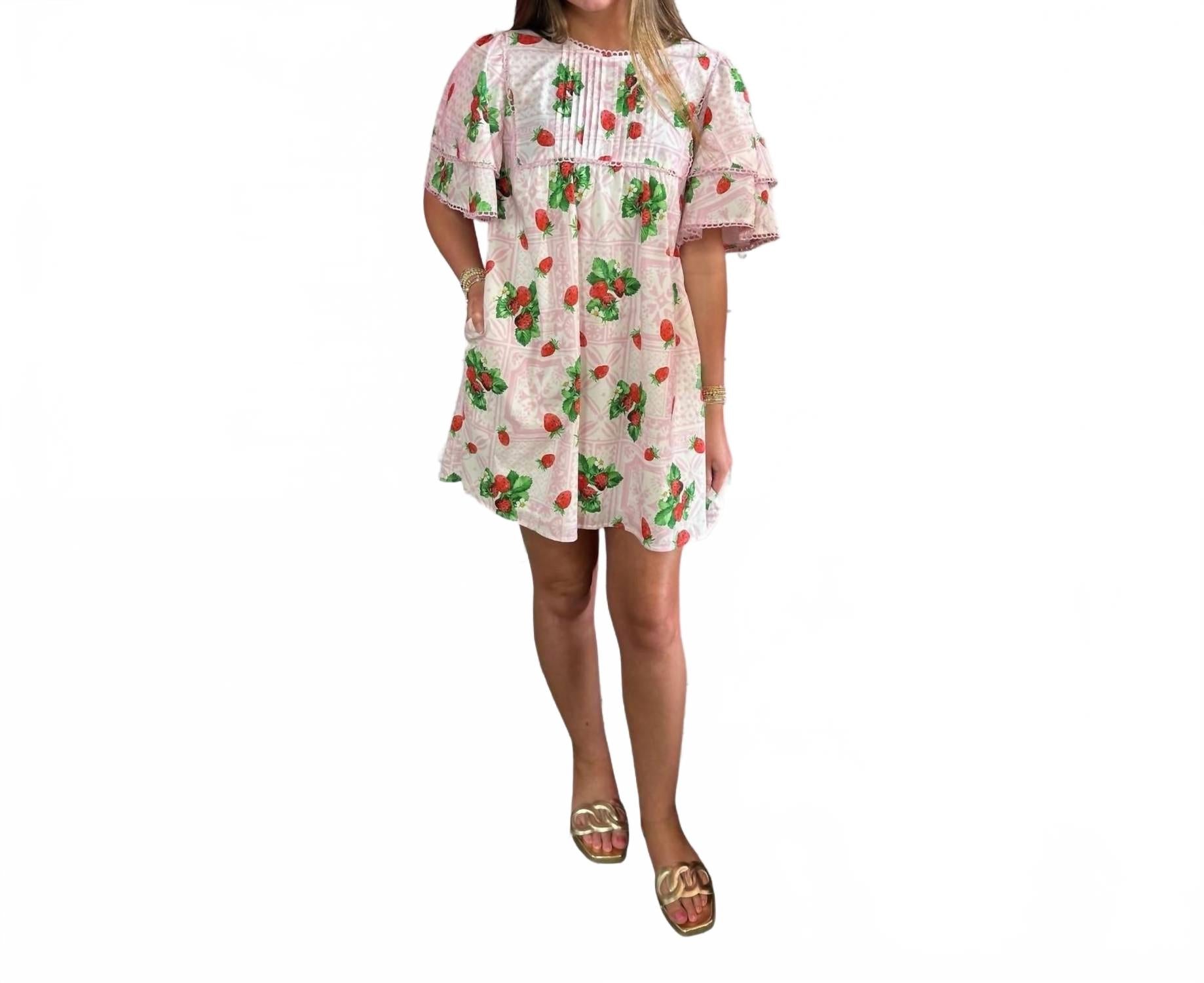 

Женское платье-бабочка из поплина в клубничном цвете Peach Love, Strawberry