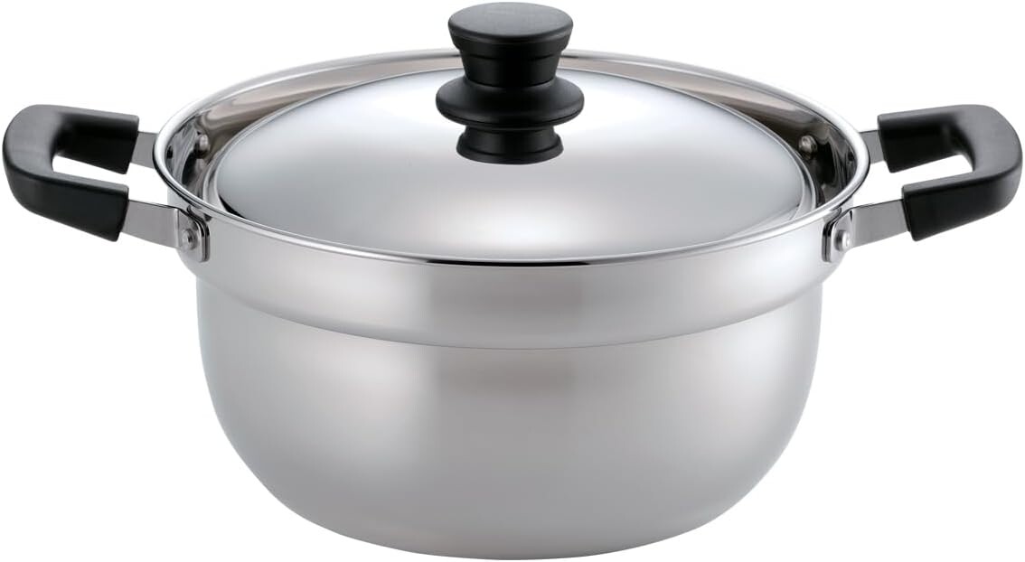 

Двуручная кастрюля Pearl Metal HC-240, 8,7 дюйма (22 см), совместима с индукционной индукцией, нержавеющая сталь, лапша Somen, Somen, летняя, защита от разливов, прохладный дом