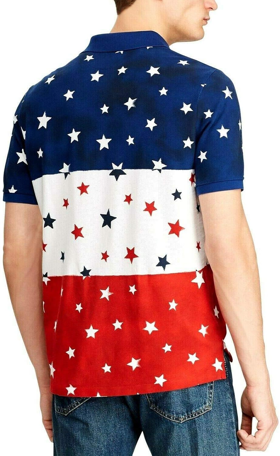 Polo Ralph Lauren мужская классическая футболка-поло Americana Star Mesh, Navy Multi — фото 2
