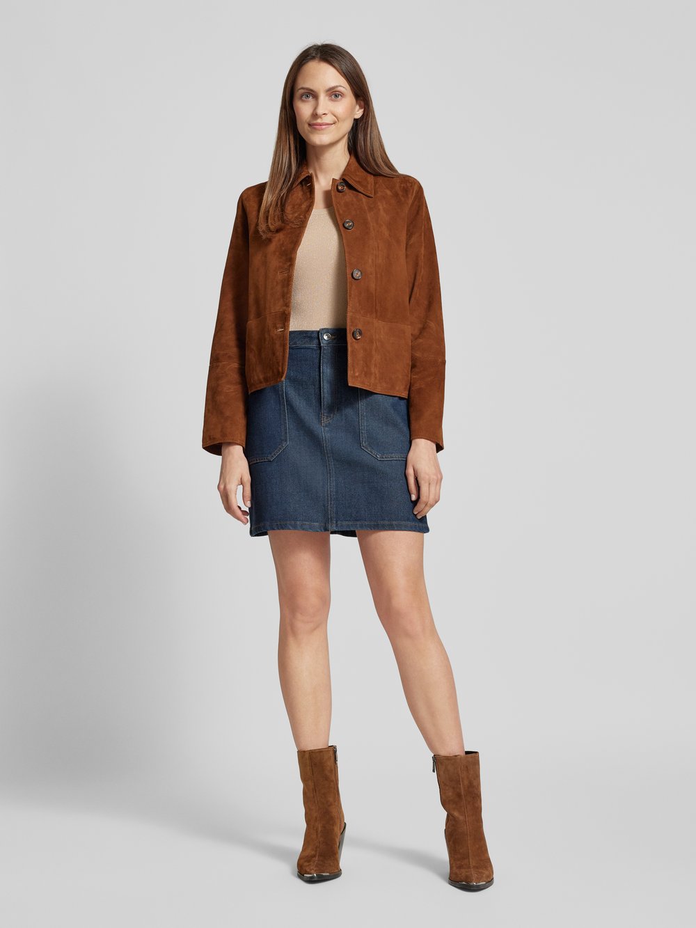 

Юбка из денима прямого кроя из лиоцелла с контрастными швами Tom Tailor Denim, темно-синий