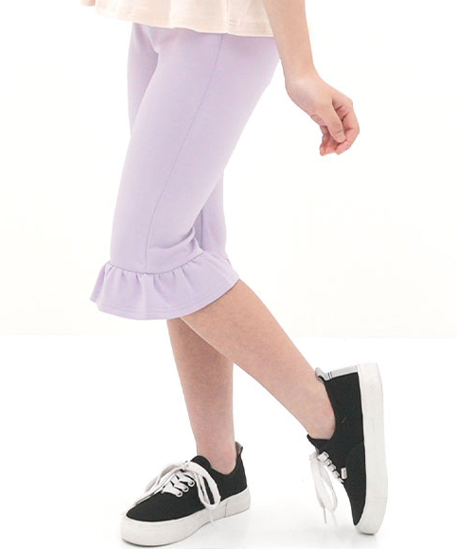 Укороченные, эластичные брюки с оборками для девочек, Bee Bee, Hem frills x N light lavender