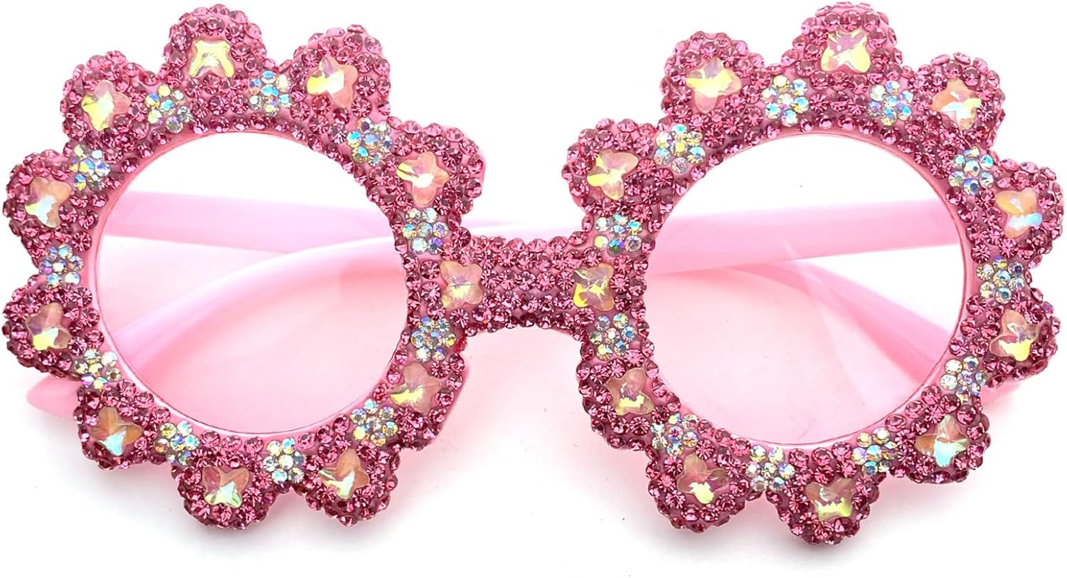 

Круглые солнцезащитные очки с цветочным узором и бриллиантами для женщин, роскошные, конфетного цвета, милые розовые солнцезащитные очки, блестящие, со стразами, защита от ультрафиолета UV400 mincl, Pink