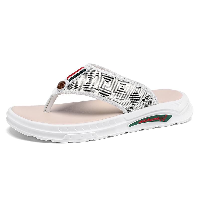 

Shiozawa Мужские быстросохнущие шлепанцы с прострочкой на резиновой подошве белые, цвет White