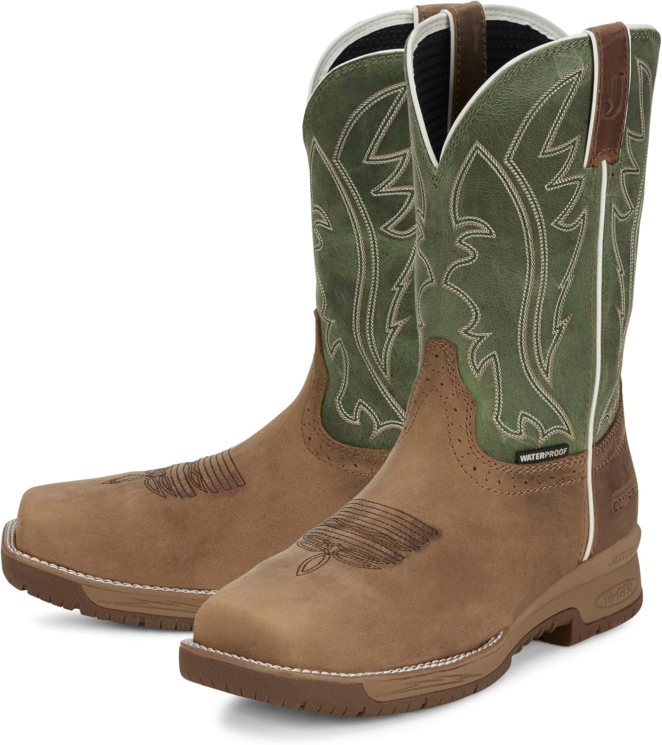 

Мужские ботинки Justin NiTread с композитным носком, 28 см - коллекция Commander - с квадратным носком, из кожи полного зерна, с комфортной стелькой и маслостойкой, противоскользящей подошвой, Oak