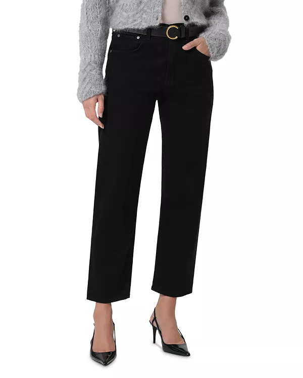 

Джинсы Delfina с высокой посадкой и широкими штанинами, без звезд Citizens Of Humanity, черный