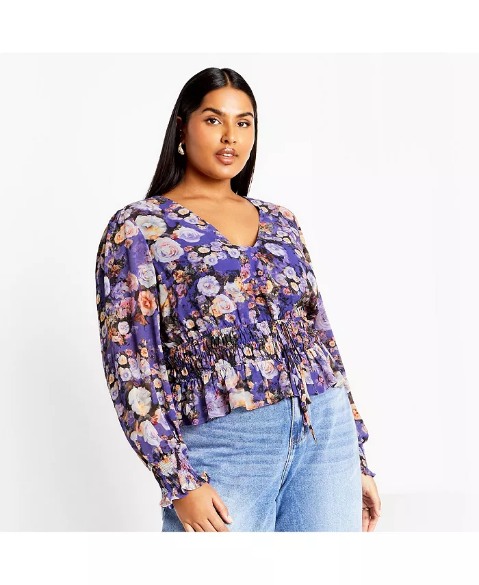 

Топ с принтом Бриджит больших размеров CITY CHIC, фиолетовый