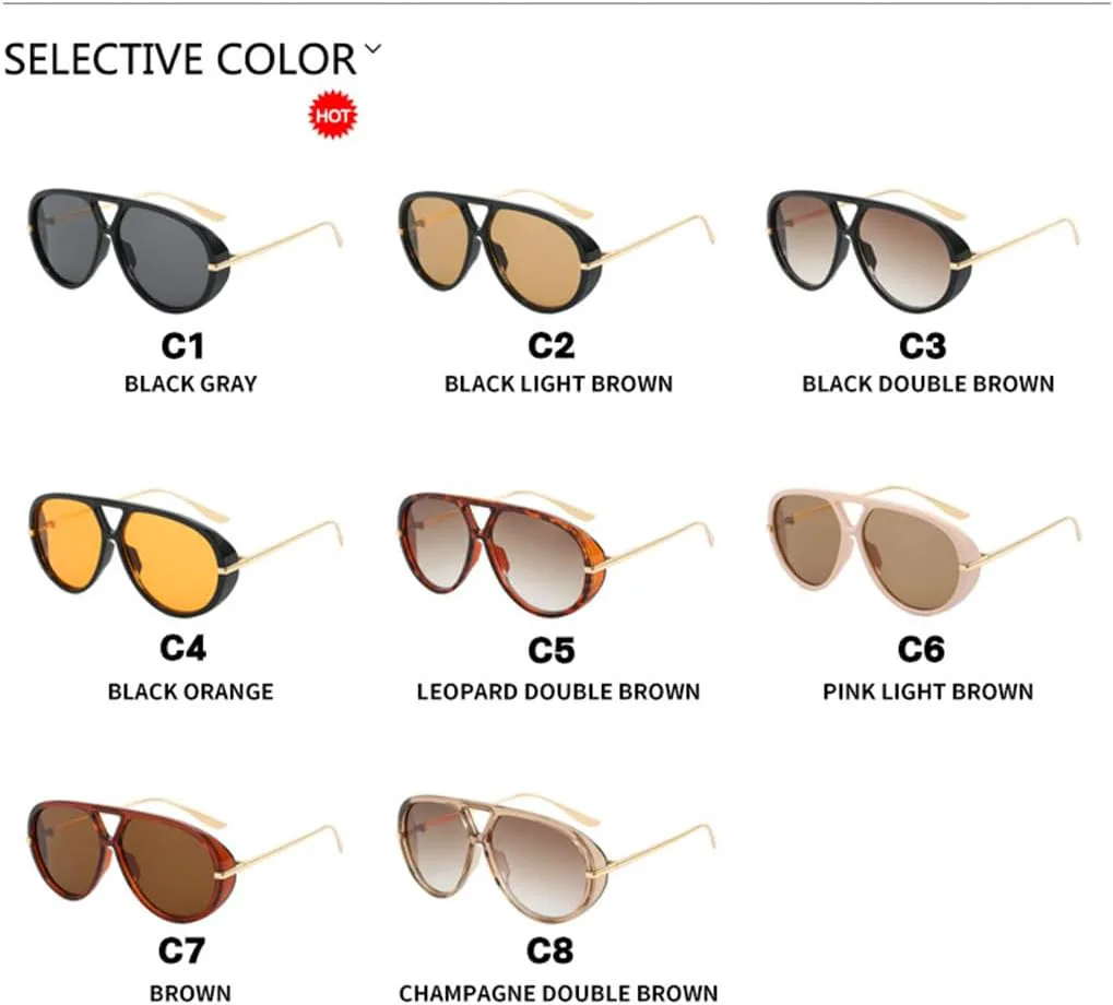 

Солнцезащитные очки-авиаторы ENTHYI большого размера для женщин и мужчин, в стиле 70-х, модные, большие, с надежной защитой, дизайнерские, ретро, ​​женские, Black