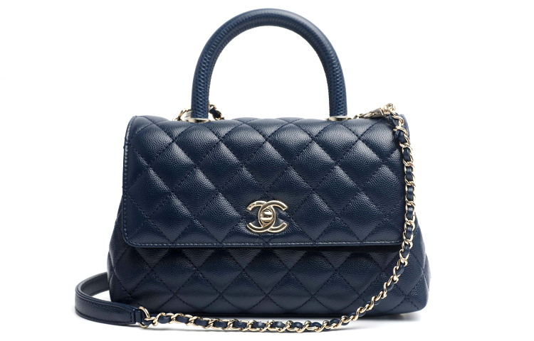 

CHANEL Сумка Коко Хэндл из кожи гавалли тёмно-синяя женская через плечо кроссбоди
