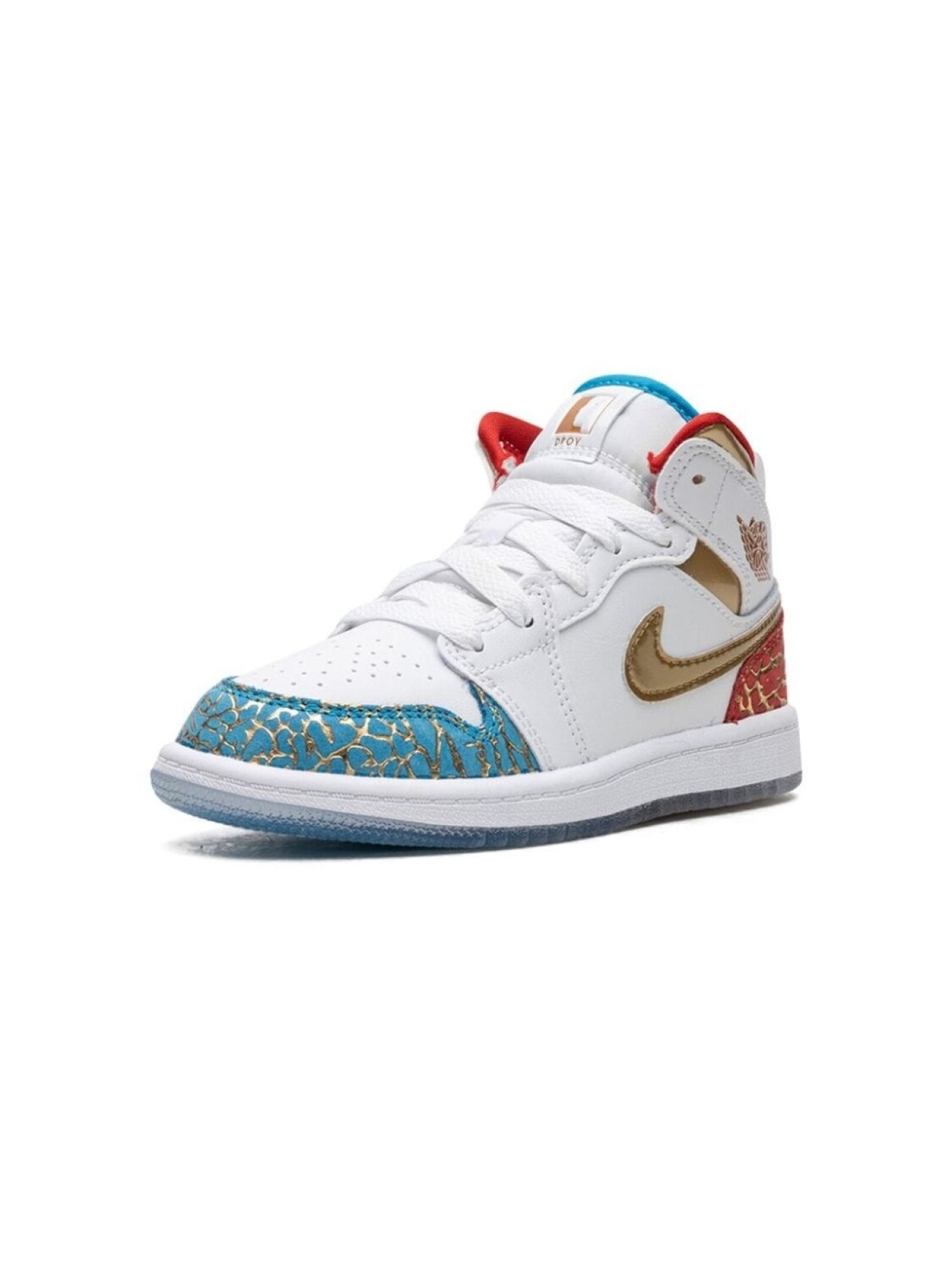 Кроссовки Air Jordan 1 Mid UNC to CHI Jordan Kids, белый — фото 3