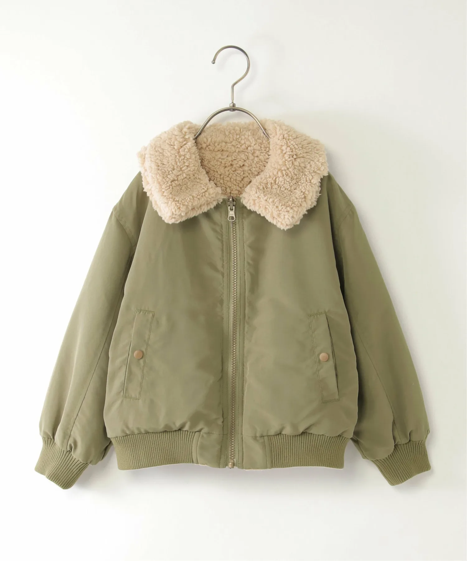 Куртка Двусторонний блузон-боа (110–160 см) Ikka, olive