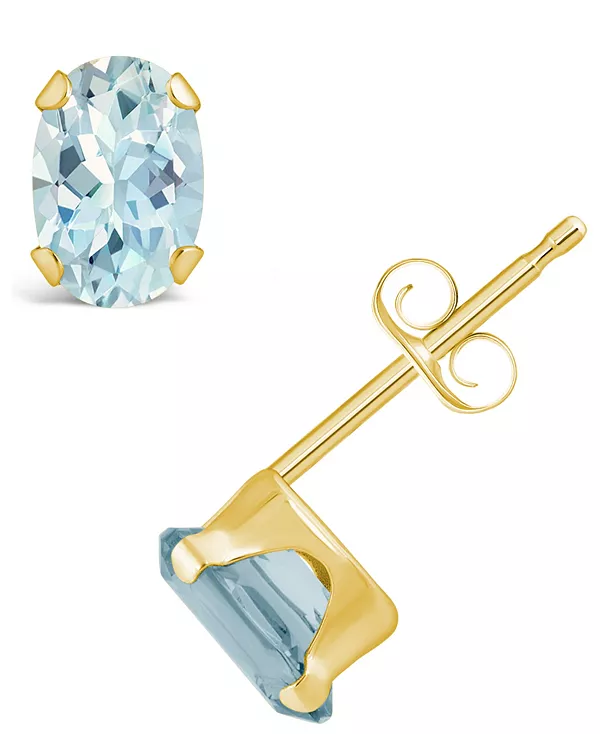 

Серьги-Гвоздики с драгоценными камнями из 10-каратного желтого золота Macy'S, aquamarine