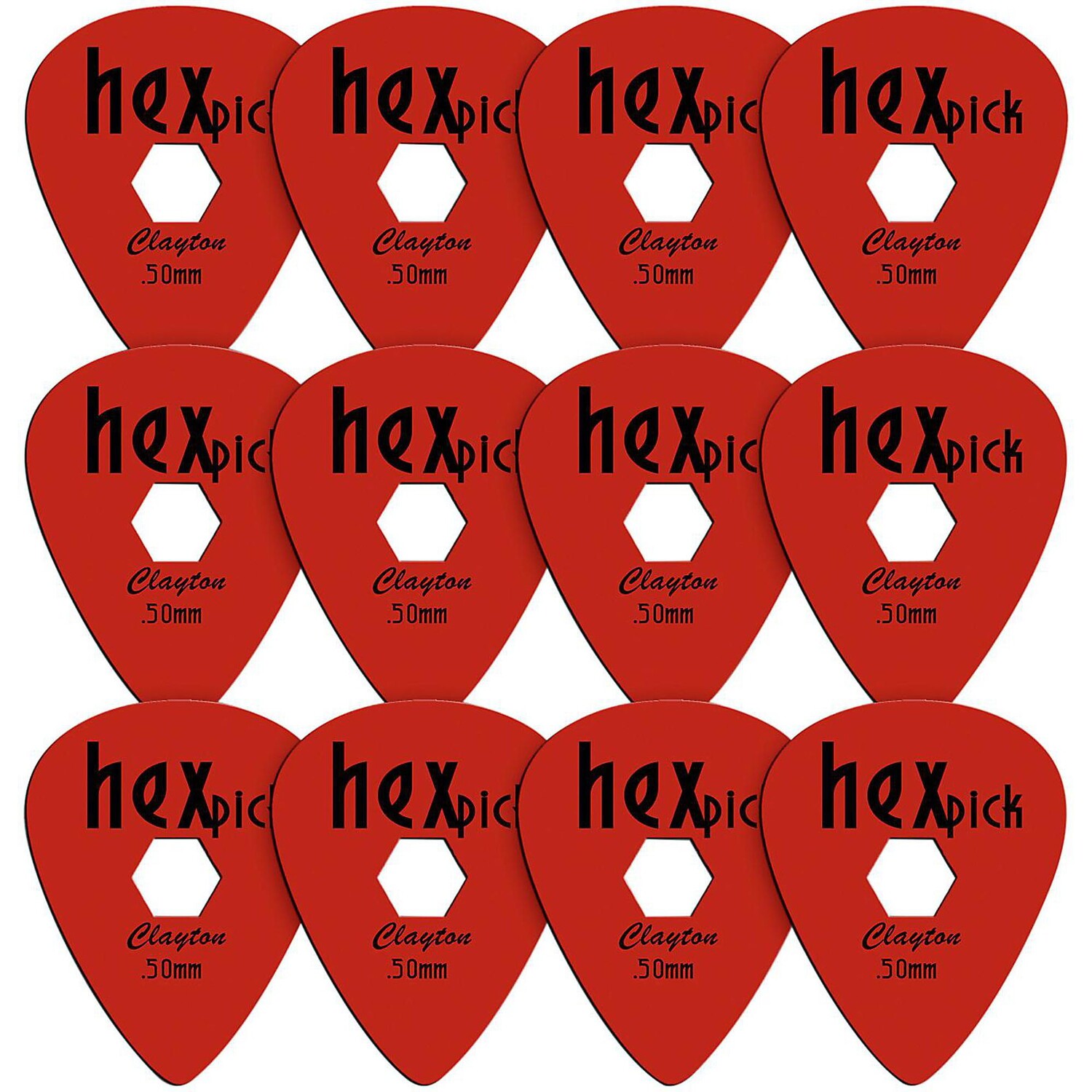 

Медиаторы для гитары Clayton HexPick, 12 шт., диаметр 0,50 мм
