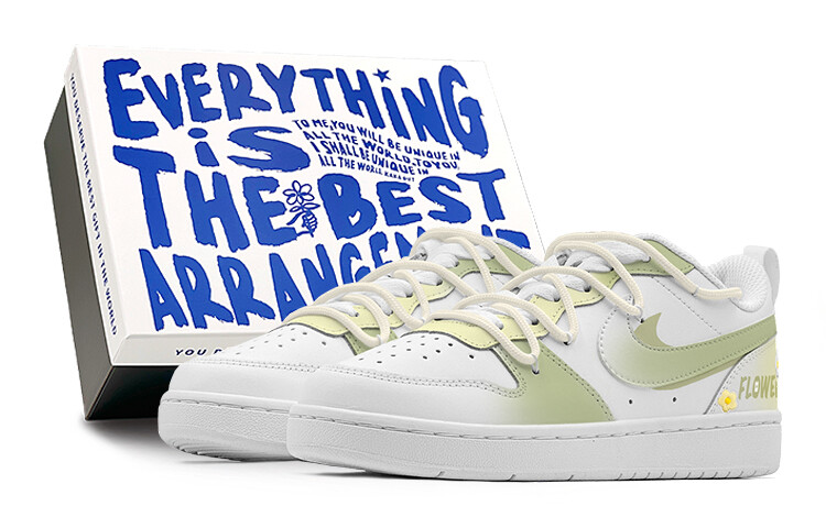 

Кроссовки Nike Court Borough Skateboarding Shoes Women's Low-top White, зеленый