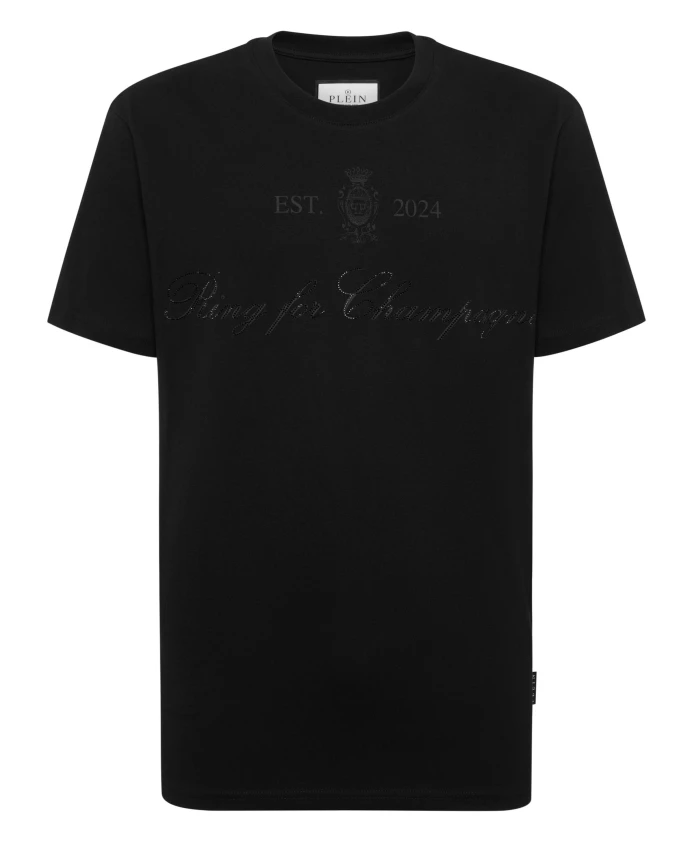 

Футболка с круглым вырезом, вышитая камнями. Philipp Plein, черный