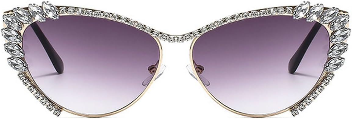 

Солнцезащитные очки Laureles с блестящими стразами в форме «кошачьего глаза» для женщин и мужчин, в винтажном стиле, с металлической оправой и кристаллами, защита от ультрафиолета UV400, Gradation Grey