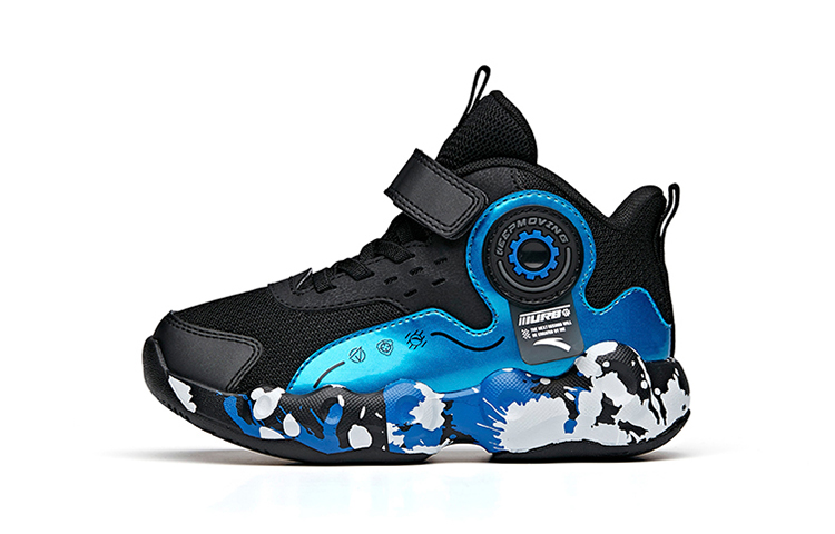 

Antakids Детские баскетбольные кроссовки Energy Ring High Top, цвет черный, синий, белый, для детей от 3 до 7 лет