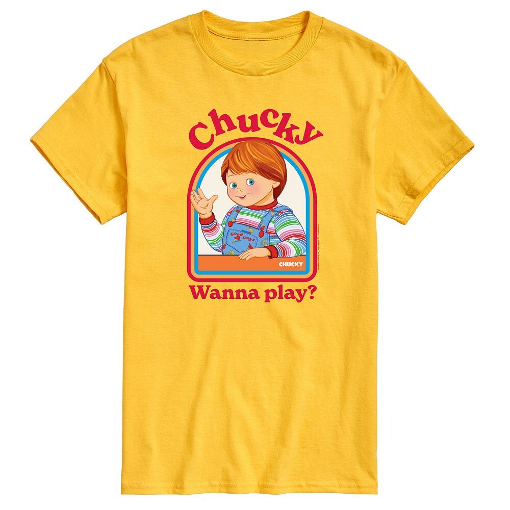 

Мужская футболка с рисунком Chucky Wanna Play Licensed Character, желтый