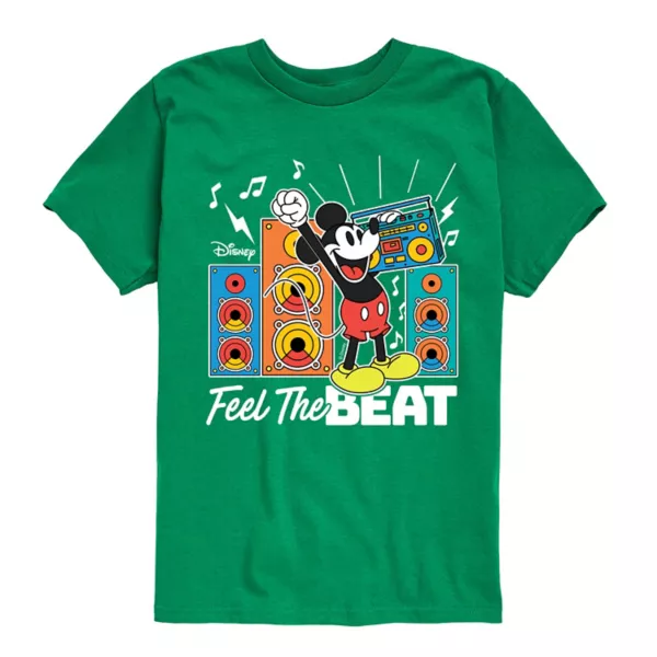 

Футболка для мальчиков 8-20 лет Mickey Mouse с принтом "Feel the beat" Disney, зеленый