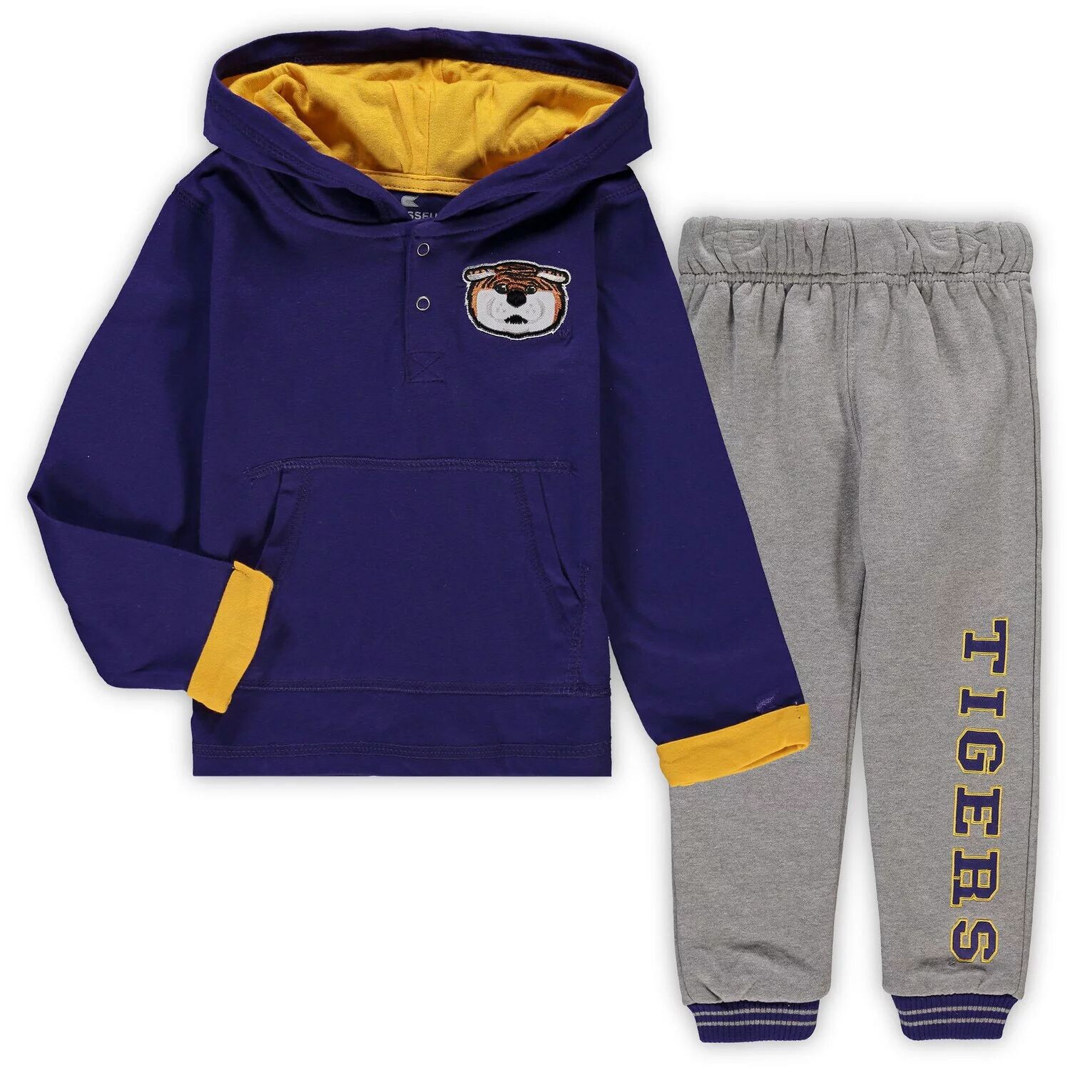 Комплект с капюшоном и спортивными штанами LSU Tigers Poppies для малышей Colosseum Purple/Heathered Grey Colosseum